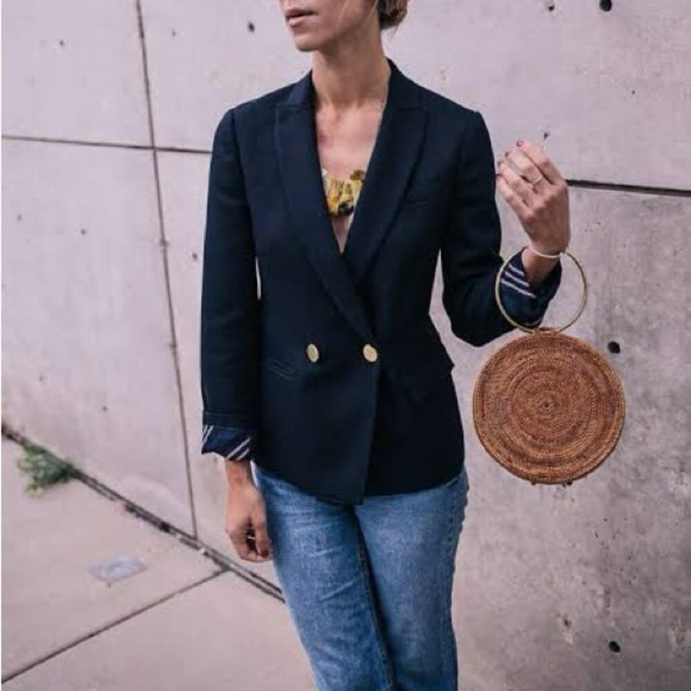 J. Crew Dover 100% Wool Black Two Button Blazer Jacket Size 4